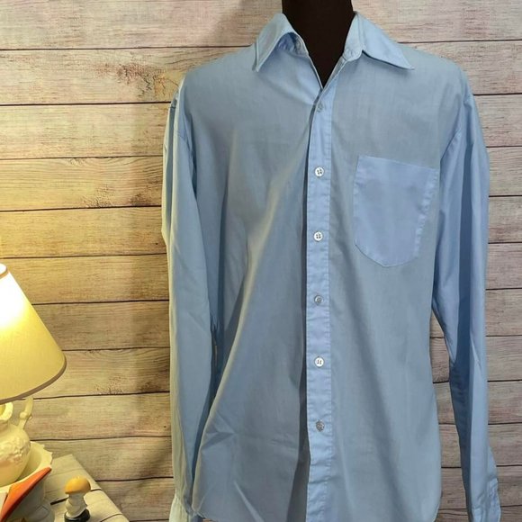 Barnaby Shirt Men's Blue Long Sleeve Button Up Collared Adult 15 1/2 - 34/35 - Picture 12 of 13